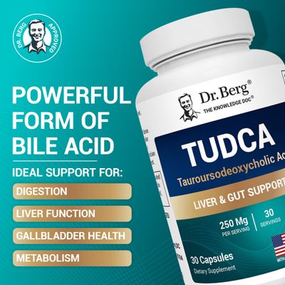 Dr. Berg TUDCA Supplement Tauroursodeoxycholic Acid - Powerful Formula for Liver Health, Bile Flow, Gallbladder Support, and Digestive Health - 30 Capsules