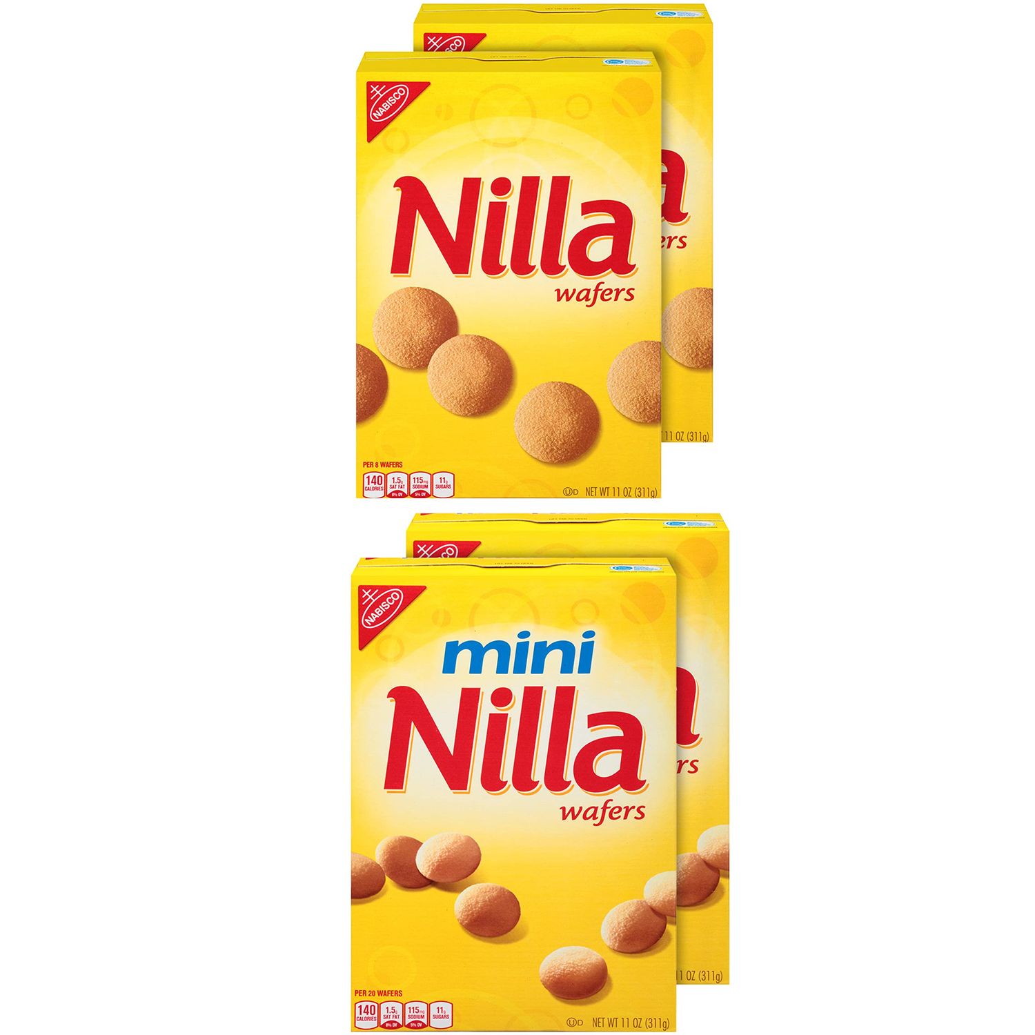 Nilla Wafers Vanilla Wafer Cookies Variety Pack, Original &amp; Mini, 4 - 11 oz Boxes