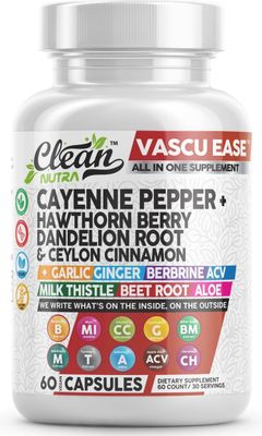 Clean Nutra Cayenne Pepper Capsules Supplement with Hawthorn Berry, Dandelion Root, Ceylon Cinnamon, Garlic, Ginger, Berberine, Apple Cider Vinegar, Milk Thistle, Beet Root, Aloe Vera Pills &amp; More