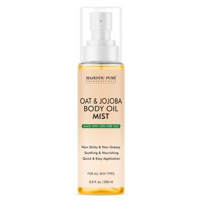 Majestic Pure Oat &amp; Jojoba Body Oil Mist - 100 Pure &amp; Natural Repair Dry, Damaged Skin Moisturizing Skin, Hair and Scalp Deep Moisturizing Formula 6.8 Fl Oz