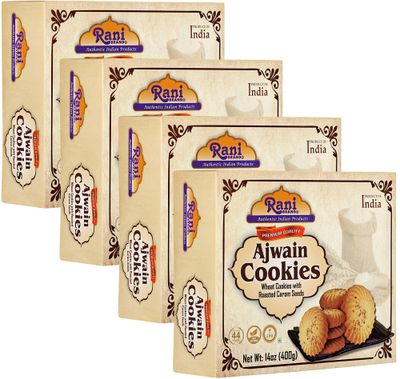 Rani Ajwain Cookies Wheat Cookies with Roasted Carom Seeds 14oz 400g Pack of 31 FREE, Premium Quality Indian Cookies All Natural Vegan Non-GMO Indian Origin