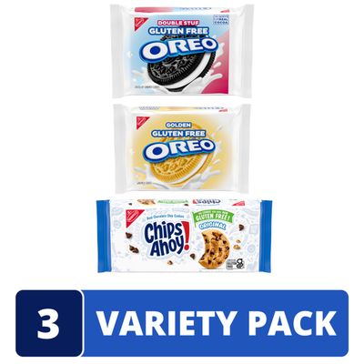OREO and CHIPS AHOY! Gluten Free Cookies Variety Pack, OREO Double Stuf, OREO Golden, CHIPS AHOY! Chocolate Chip Cookies, 3 Packs