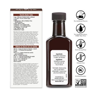 Watkins Pure Vanilla Extract, with Madagascar Vanilla Beans, Non-GMO, Kosher, 2 oz. Bottle, 1-Pack