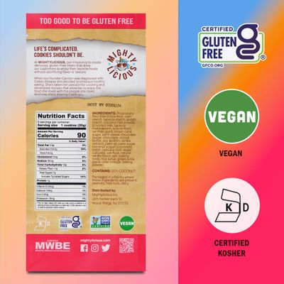 MIGHTYLICIOUS Vegan Chocolate Chip Cookies - Gluten-Free, Dairy-Free, Allergen Friendly, Egg-Free, Non-GMO, Kosher, Preservative-Free - Snack Option for a Guilt-Free Treat - 6.5 Oz 3 Pack