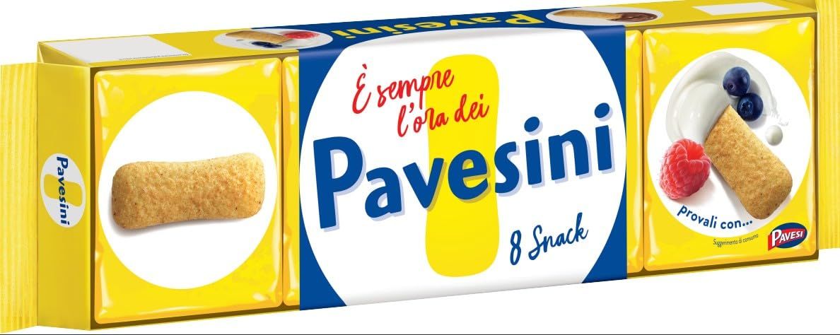 Pavesini Plain 7.05oz 200g - Authentic Italian Light &amp; Crispy Biscuits - Perfect for Snacking, Desserts, and Tiramisu - Made with Natural Ingredients and No Palm Oil