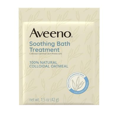 Aveeno Fragrance Free Soothing Bath Treatment, 100 Natural Colloidal Oatmeal, Sensitive Skin Bath Soak for Relief of Dry, Itchy, Irritated Skin Due to Eczema & Hives, Bath Packets, 8 ct. Pack of 2