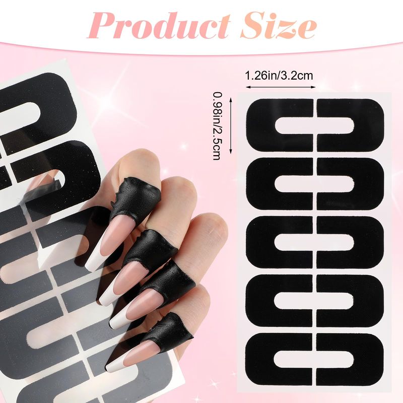 YUXIANLB 100 Pcs Nail Polish Protector for Fingers, 99.99 U V Finger Protection Cuticle Protector Tape for Nail Painting, U-Shaped French Tip Nail Polish Barrier Peel Off for Nails Stamp Nail Art