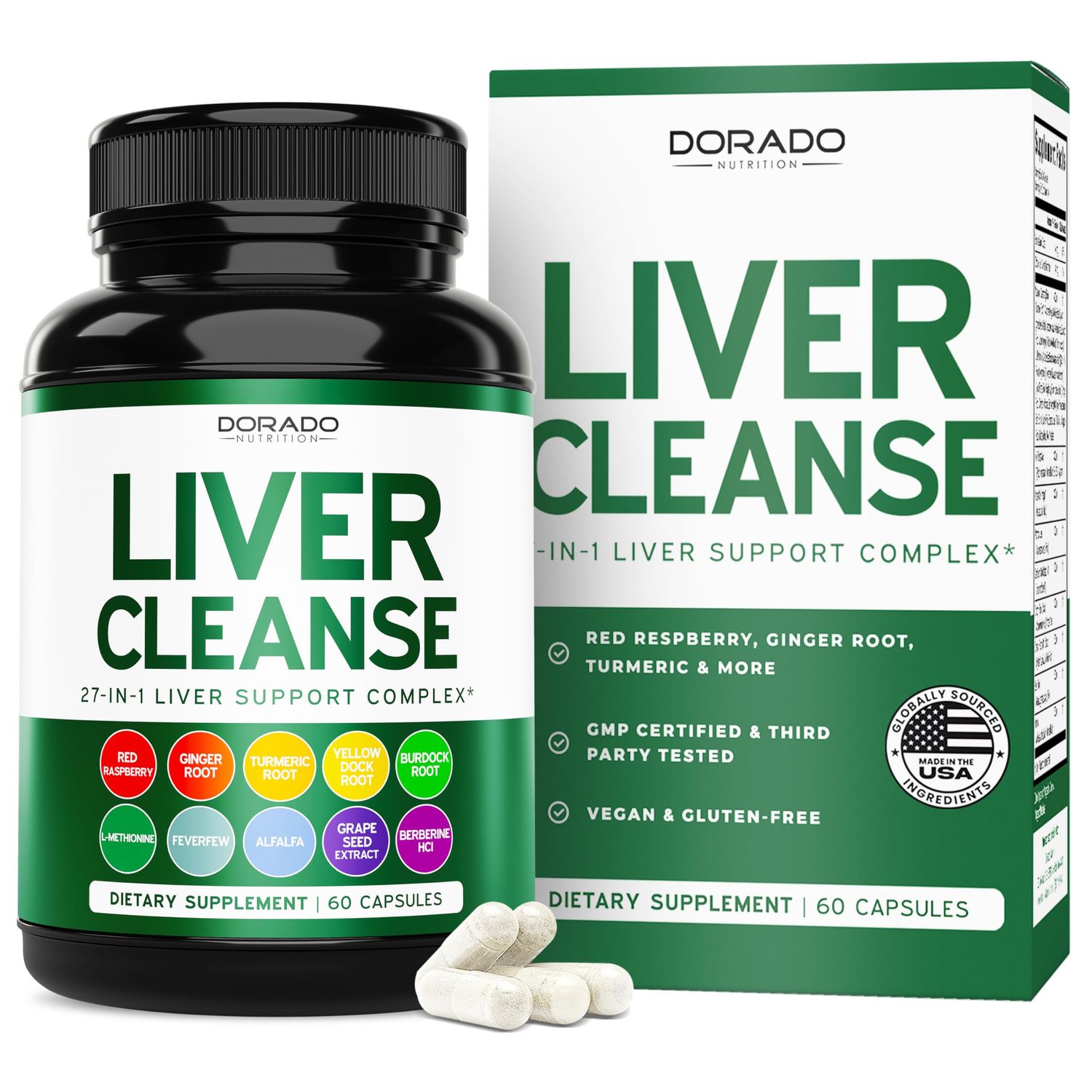 Liver Cleanse Detox &amp; Repair 27 in 1 Formula - Milk Thistle, Dandelion Root, Turmeric, Artichoke Extract &amp; More - Detox Cleanse Supplement, Liver Support for Adults, Vegan - 60 Capsules