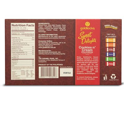 Goldilocks Sweet Delights Cookies n' Cream 10.60oz 300g 12 Pieces