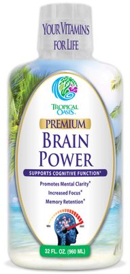 Tropical Oasis - Brain Power Liquid Nootropic Supplement - Promotes Mental Clarity, Focus, and Memory Retention Unflavored, 32 Servings