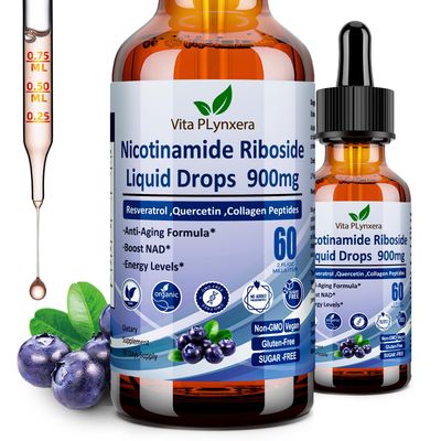 NAD Supplements for Women &amp; Men, NAD Nicotinamide Riboside Resveratrol 900mg &amp; Quercetin, Niacin, Collagen, Biotin, Liquid NAD Plus Supplement NR900 For Anti-Aging Skin Energy Longevity Focus Brain
