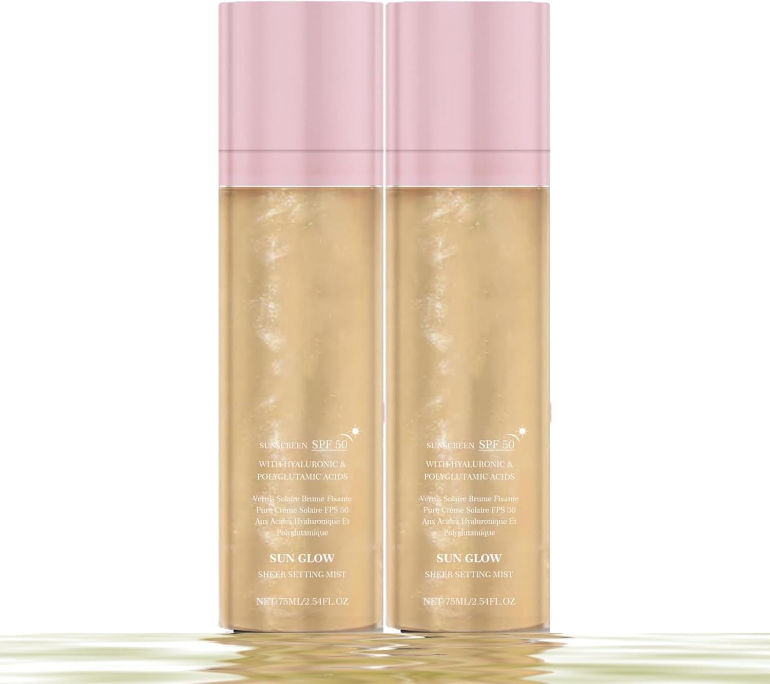 Sheer Setting Mist Sunscreen SPF 50, Broad Spectrum Shimmering Body Oil Mist, Hydrating Makeup-Friendly Glow Spray for Fast-Absorbing for Face &amp; Body, Reef-Safe, Non-Greasy