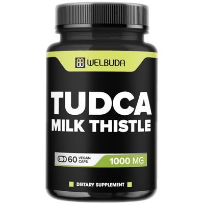 WELBUDA 1000mg Tudca Supplement with Milk Thistle Extract - 60 Vegan Capsules - Support for Immune System, Digestion Health, Body Purification &amp; Brain Health