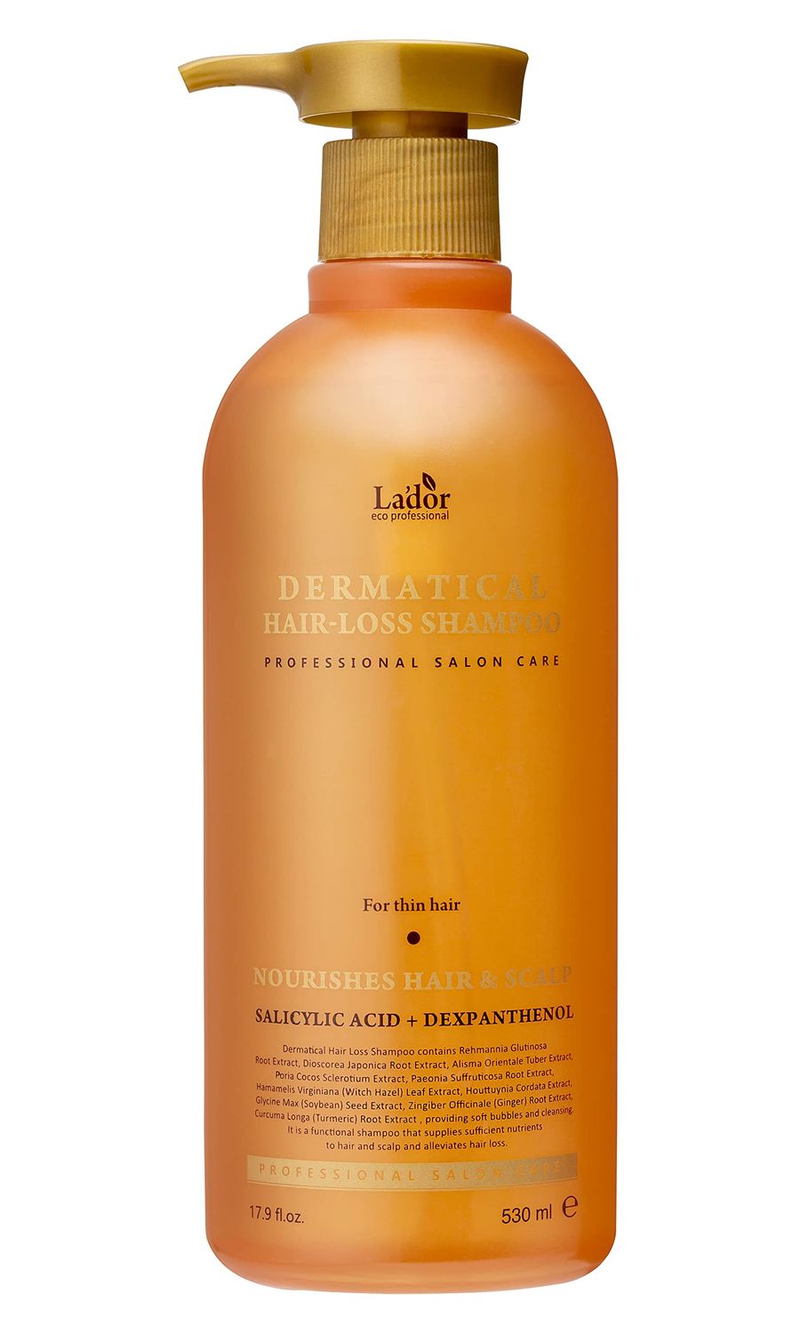 LA&#39;DOR Dermatical Anti Hair Loss &amp; Hair Growth Shampoo - Deep Cleanse, Nourish, Soothe Damaged Scalp wSalicylic Acid, Dexpanthenol, Niacinamide, Menthol 17.9 Fl Oz, Thinning &amp; Damaged Hair