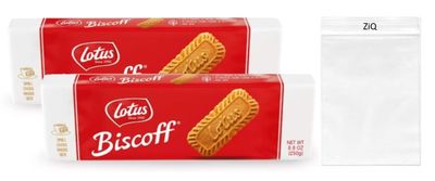Lotus Biscoff Cookies Caramelized Biscuit Cookies 8.8 Ounce Pack of 2 ZiQ Clear 4x6 zip bag