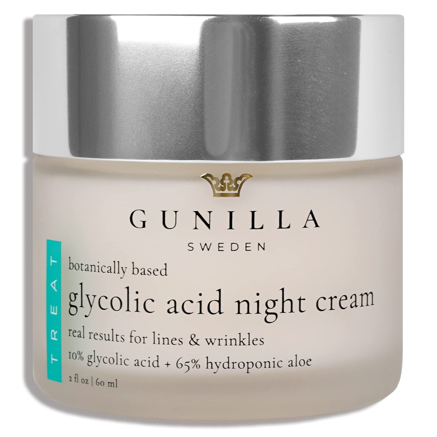 GUNILLA Glycolic Acid Night Cream - Refine, Resurface &amp; Reduce Fine Lines, Wrinkles, Dark Spots, Congested Pores While Brightening Complexion. Gentle - Natural - Vegan 2 oz