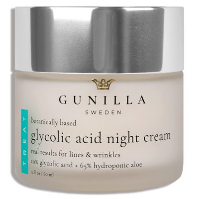 GUNILLA Glycolic Acid Night Cream - Refine, Resurface &amp; Reduce Fine Lines, Wrinkles, Dark Spots, Congested Pores While Brightening Complexion. Gentle - Natural - Vegan 2 oz