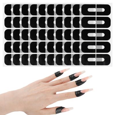 YUXIANLB 100 Pcs Nail Polish Protector for Fingers, 99.99 U V Finger Protection Cuticle Protector Tape for Nail Painting, U-Shaped French Tip Nail Polish Barrier Peel Off for Nails Stamp Nail Art