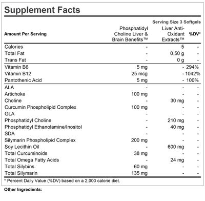 ANDREW LESSMAN PC Liver and Brain Benefits Liver Anti-Oxidant Extracts Kit: 90 Capsules 6030 - Phosphatidyl Choline, Milk Thistle, Artichoke, Curcumin.
