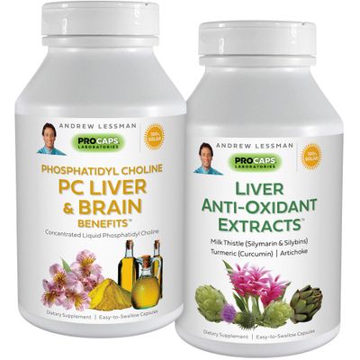ANDREW LESSMAN PC Liver and Brain Benefits Liver Anti-Oxidant Extracts Kit: 90 Capsules 6030 - Phosphatidyl Choline, Milk Thistle, Artichoke, Curcumin.