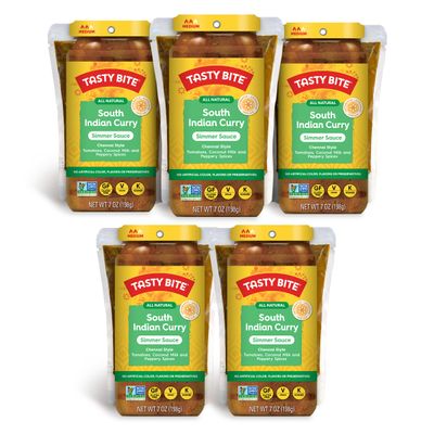 Tasty Bite Chennai South Indian Curry Simmer Sauce, 7-Ounce 5-Pack, 3-4 Servings Per Pouch, Vegan, Kosher, All Natural