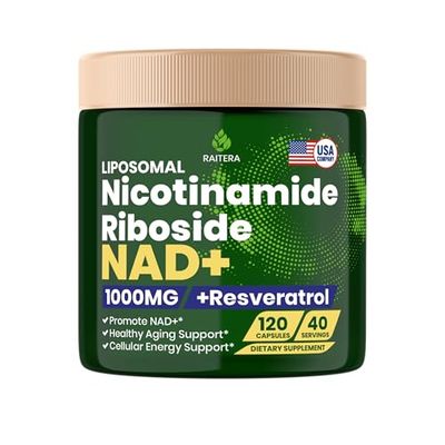 NAD Supplement, Liposomal Nicotinamide Riboside Resveratrol 900mg, Quercetin, High Purity NAD Supplement for Anti-Aging, Energy, Focus, NMN Alternative - 120 Capsules