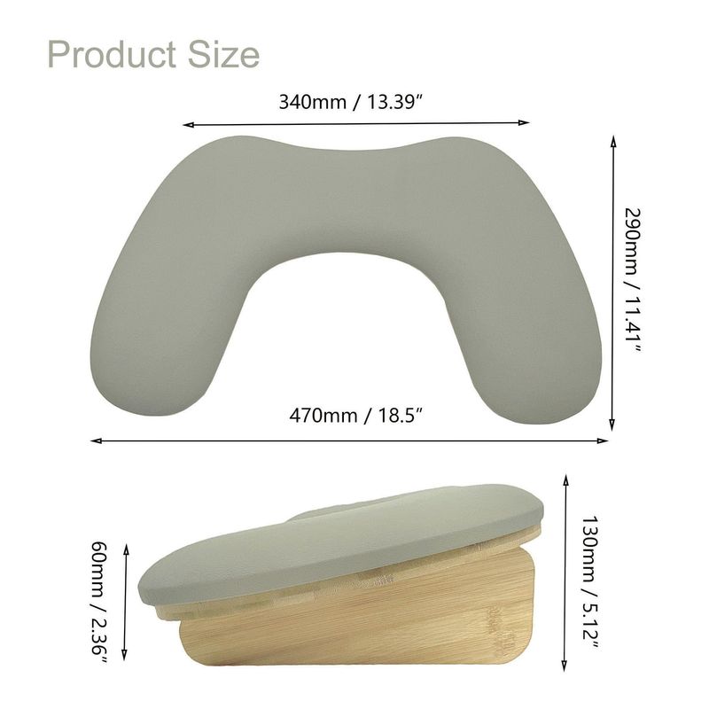 TANG SONG U-Shaped Hand Rest Wooden Base Sponge Manicure Hand Rest Pillow Nail Stand Hand Holder Nail Table Manicure Armrest Cushion Grey