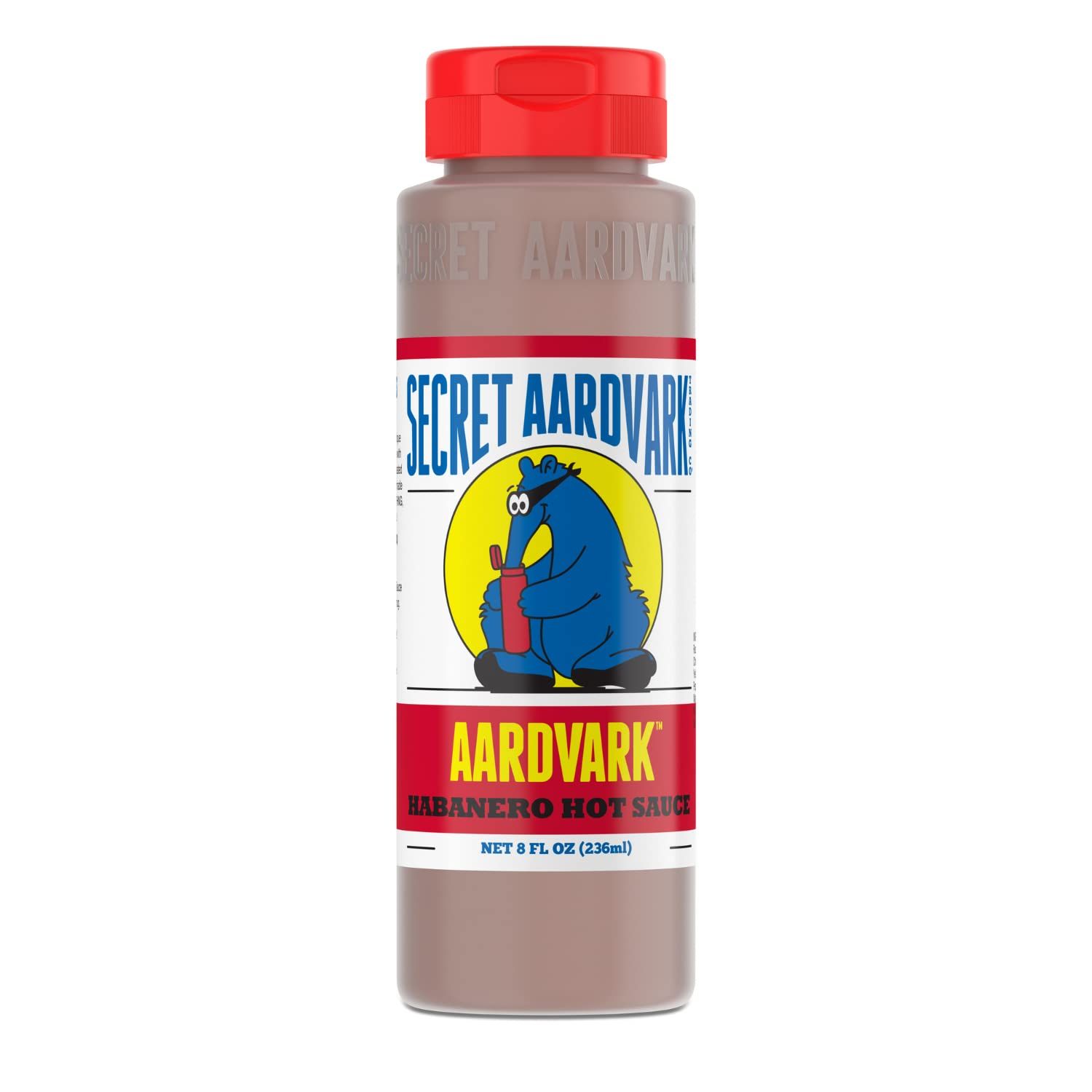 Secret Aardvark Habanero Hot Sauce - Habanero Peppers &amp; Roasted Tomatoes, Medium Spiced Hot Sauce, BBQ Sauce, Non-GMO, Low Sugar, Low Carb, Hot Sauce &amp; Marinade - 8 fl oz 1 Pack