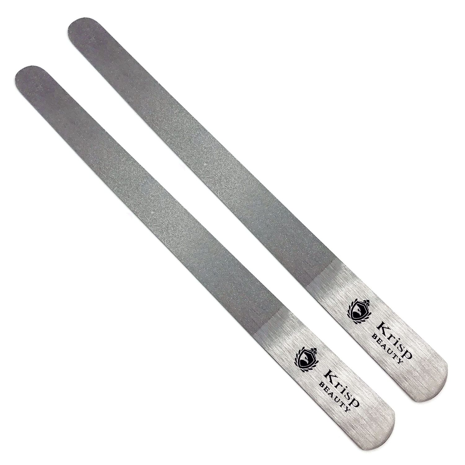 Stainless Steel Diamond Deb Nail File Manicure Pedicure Metal 7 inch, Toenail Fingernail Files for Women Double Sided Dust Coating Suitable for Natural or Acrylic Nails Pack of 2 by Krisp Beauty