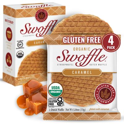 Gluten Free Organic Stroopwafels by Swoffle - Caramel Filled 4 1.16oz Wafers non-GMO, Wheat Free, Kosher, Soy Free, Nut Free and All Natural!