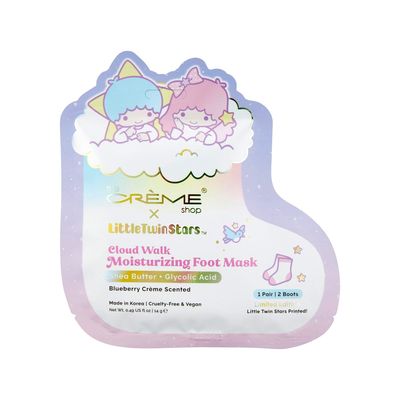 The Creme Shop Little Twin Stars Cloud Walk Foot Masks with Shea Butter Glycolic Acid for Silky Smooth Feet Blueberry Creme Scent Helps Deodorize Soften Skin