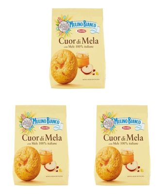 Mulino Bianco:Cuor di Mela shortbread with apple jam - 10.58 Oz 300g Pack of 3 Italian Import