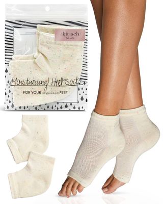 Kitsch Moisturizing Socks for Cracked Heel Treatment, Insulated Gel &amp; Moisturizing Heel for Dry Cracked Feet Women &amp; Men, Spa &amp; Sleep Socks for Overnight Moisture Repair, 1 Reusable Pair