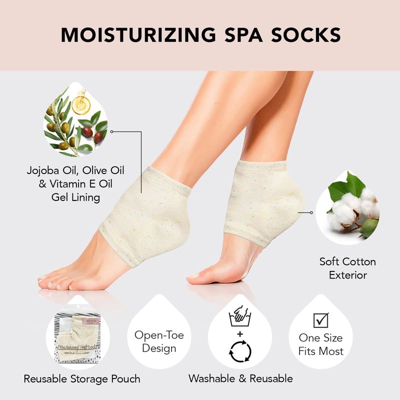 Kitsch Moisturizing Socks for Cracked Heel Treatment, Insulated Gel &amp; Moisturizing Heel for Dry Cracked Feet Women &amp; Men, Spa &amp; Sleep Socks for Overnight Moisture Repair, 1 Reusable Pair