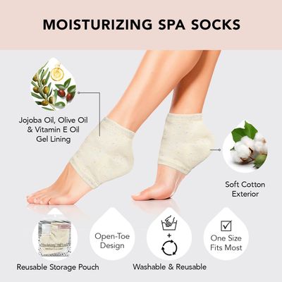 Kitsch Moisturizing Socks for Cracked Heel Treatment, Insulated Gel &amp; Moisturizing Heel for Dry Cracked Feet Women &amp; Men, Spa &amp; Sleep Socks for Overnight Moisture Repair, 1 Reusable Pair