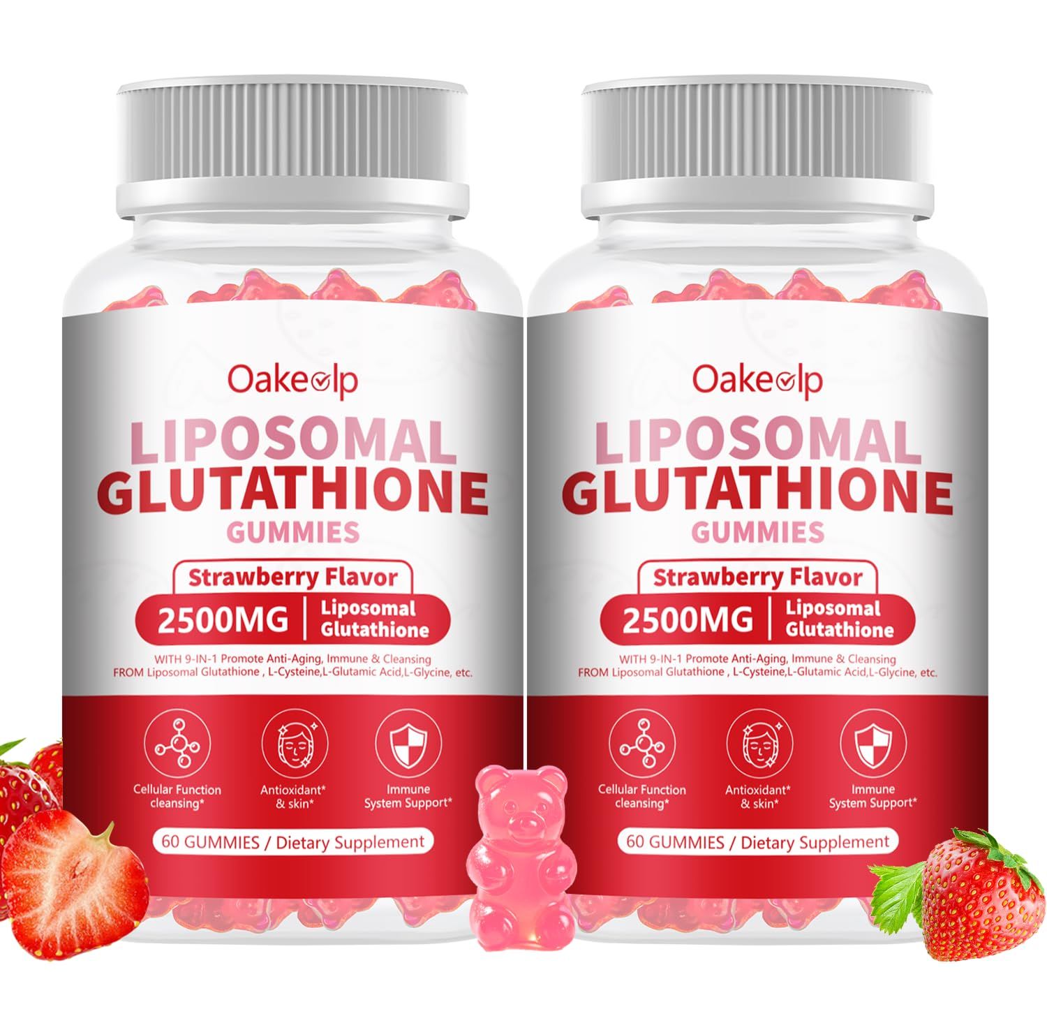 2500MG Liposomal Glutathione Gummies Reduced L-Glutathione Supplement for Antioxidant - with, Vitamin C,NAC and Milk Thistle for Support Liver Function, Antioxidant for Aging Alleviation,Glowing Skin