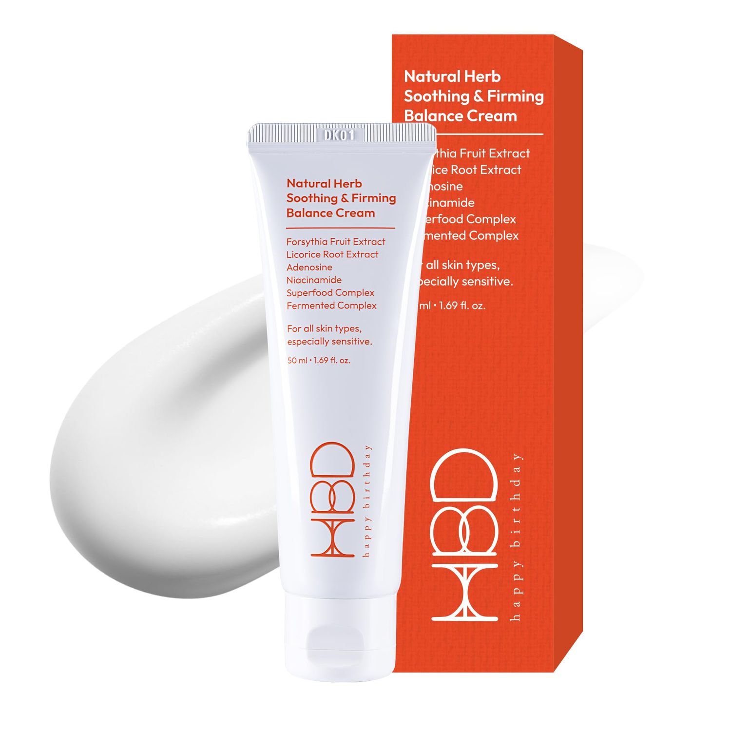 HBD Soothing &amp; Firming Face Moisturizer with Niacinamide &amp; Adenosine - Korean Anti-Wrinkle &amp; Hydrating Cream - Lightweight, Sensitive Skin Safe, 1.69 Fl Oz