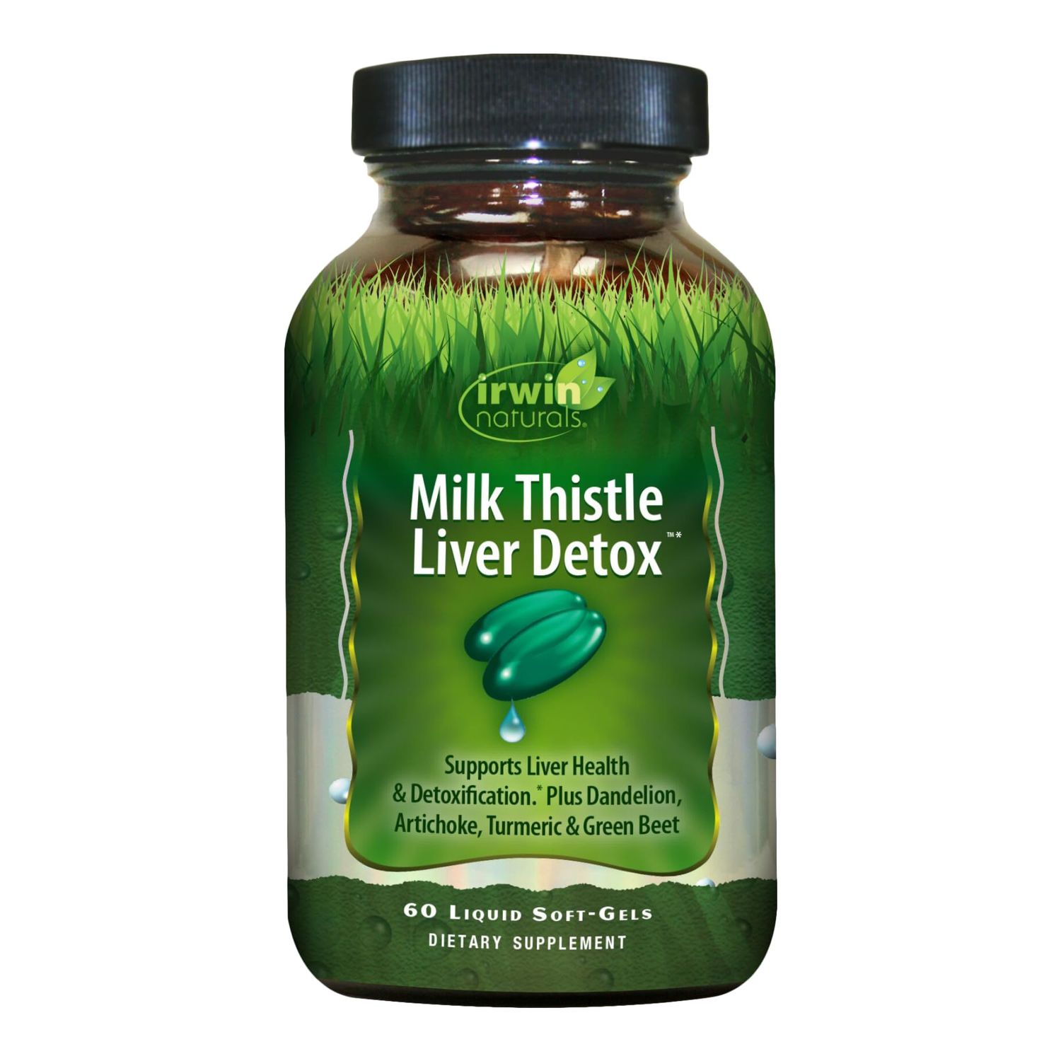 Irwin Naturals Milk Thistle Liver Detox - 60 Liquid Softgels - Supports Liver Health with Dandelion, Artichoke, Turmeric &amp; Green Beet Root