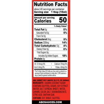 ABC Sweet Soy, Black Dark Marinade, 20.3 Oz, Savory Sauce, Dip, Stir-fry, Glaze, Vegan, No MSG, Plant-based, Halal, Umami Flavor, Indonesian Kecap Manis Made with Coconut Sugar