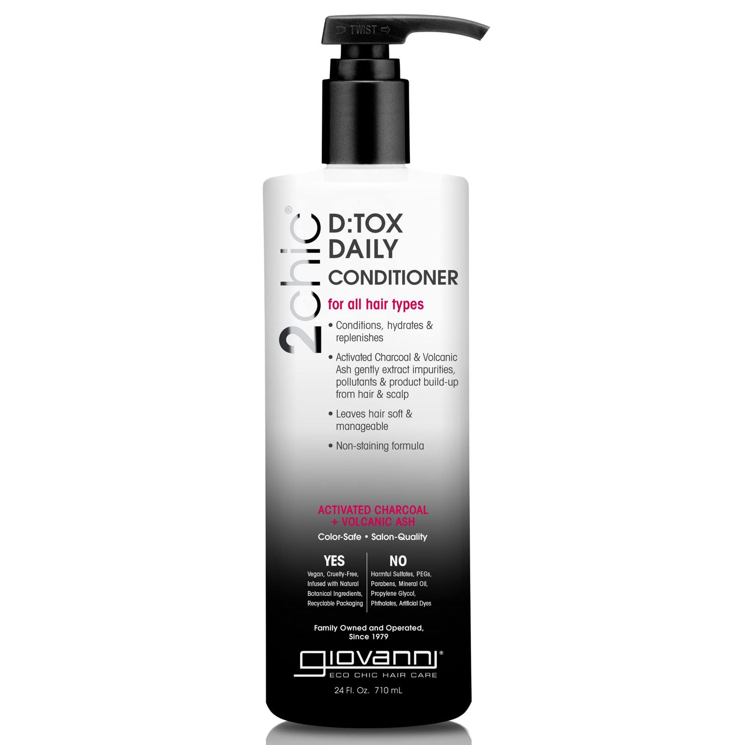 GIOVANNI D:tox Daily Conditioner - Activated Charcoal, Super-Antioxidants Acai &amp; Goji Berry - 24 oz