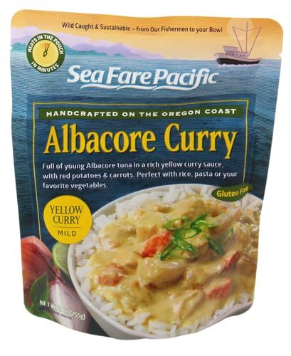 Sea Fare Pacific Albacore Fish Curry, Yellow, 9 Ounce Pack of 8