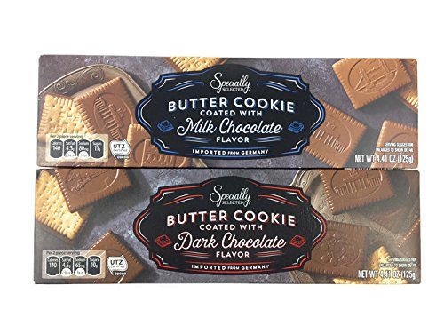 German Milk &amp; Dark Combo Chocolate Covered Butter Cookies - 4.4-Ounce Boxes Pack of 2