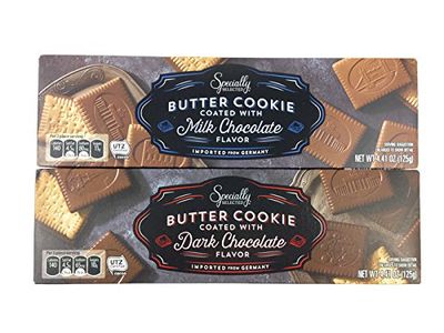 German Milk &amp; Dark Combo Chocolate Covered Butter Cookies - 4.4-Ounce Boxes Pack of 2