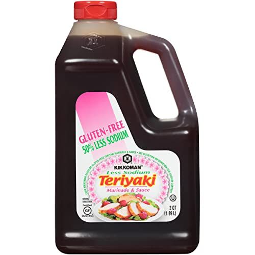 Kikkoman Less Sodium Gluten-Free Gourmet Teriyaki Marinade and Sauce, 0.5 Gallon