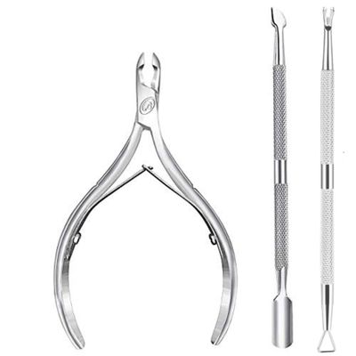 Cuticle Nipper with Cuticle Pusher- Professional Grade Stainless Steel Cuticle Remover and Cutter - Durable Manicure and Pedicure Tool - Beauty Tool Perfect for Fingernails and Toenails Silver