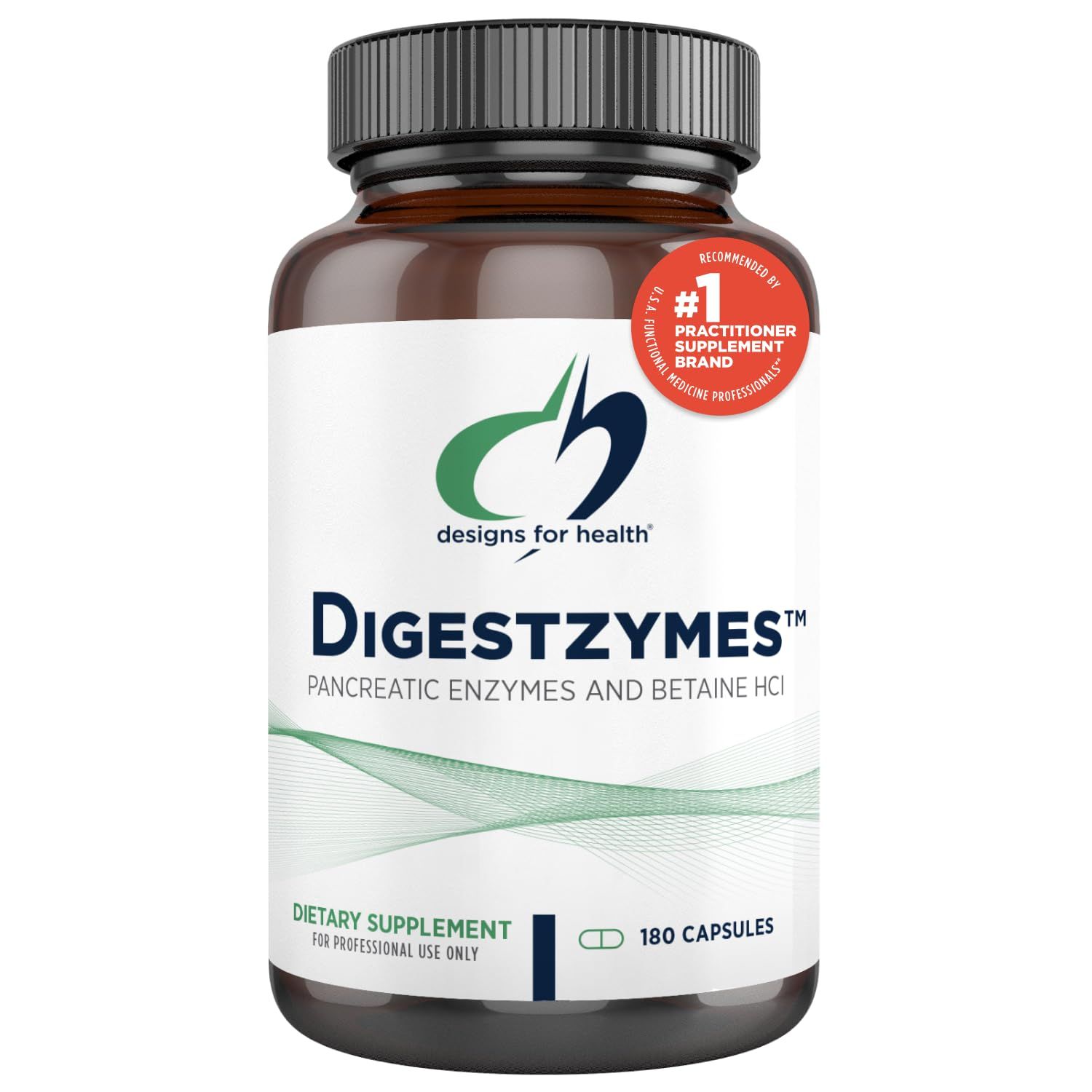 Designs for Health Digestzymes - Digestive Enzymes Betaine Hydrochloride for Gas &amp; Bloating Relief - Pepsin, Ox Bile, Lactase Enzyme &amp; Lipase Enzymes for Digestion 180 Capsules