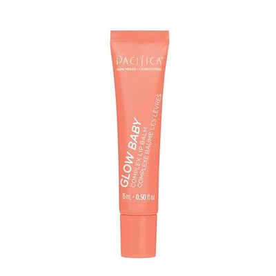 Pacifica Glow Baby Lip Balm - Vitamin C Infused Hydrating Balm with Coral Shimmer, Moisturizes &amp; Revives Dry Chapped Lips, Plant Squalane &amp; Oils, Non-Sticky Glassy Shine, Vegan