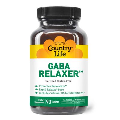 Country Life GABA Relaxer - 90 Tablets Rapid Release Formula for Relaxation, Stress &amp; Sleep Support With GABA, Amino Acids &amp; B Vitamins Certified Vegan, Gluten-Free, Non-GMO