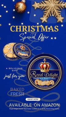 Royal Delight Danish Style Butter Cookies 12 oz Tin By Munch King Snacks