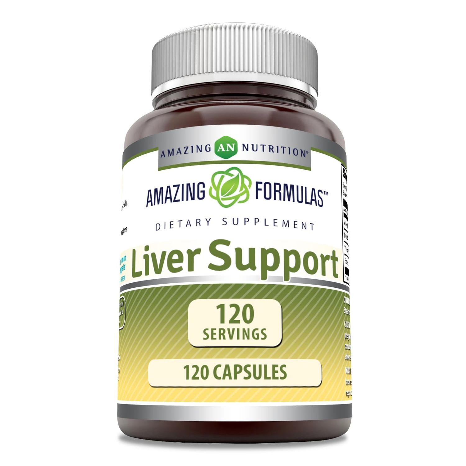 Amazing Formulas Liver Support Natural Herbal Formula Contains Milk Thistle, Dandelion Root, Yellow Dock Root &amp; Beet Root 120 Capsules Non-GMO Gluten-Free Made in USA
